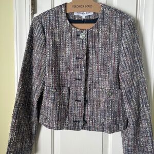 NWT Veronica Beard Andrea Jacket, Navy Tweed, 8